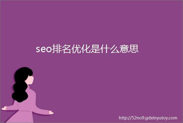 seo排名优化是什么意思